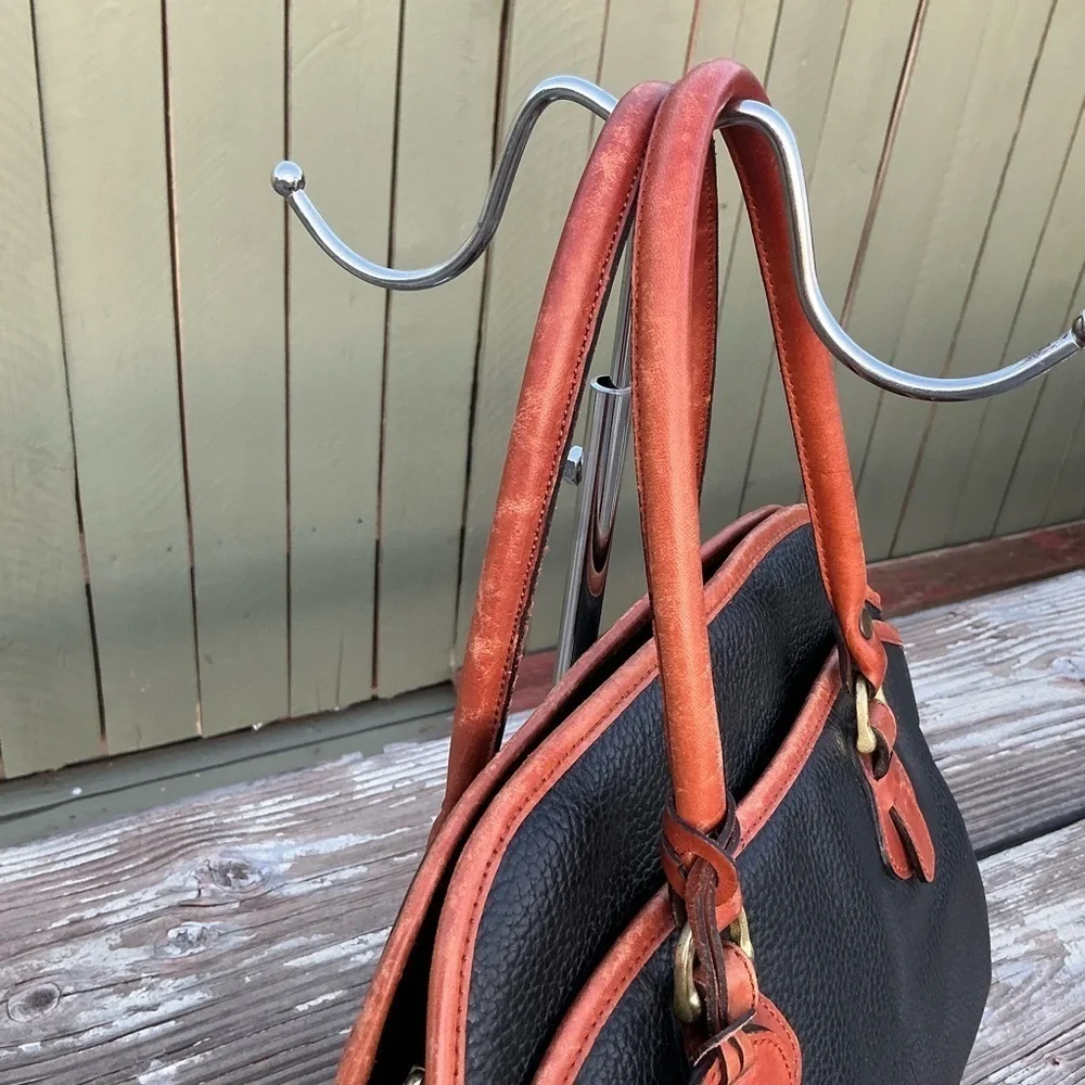 Vintage 80s Liz Claiborne Blue Pebbled Leather Handbag